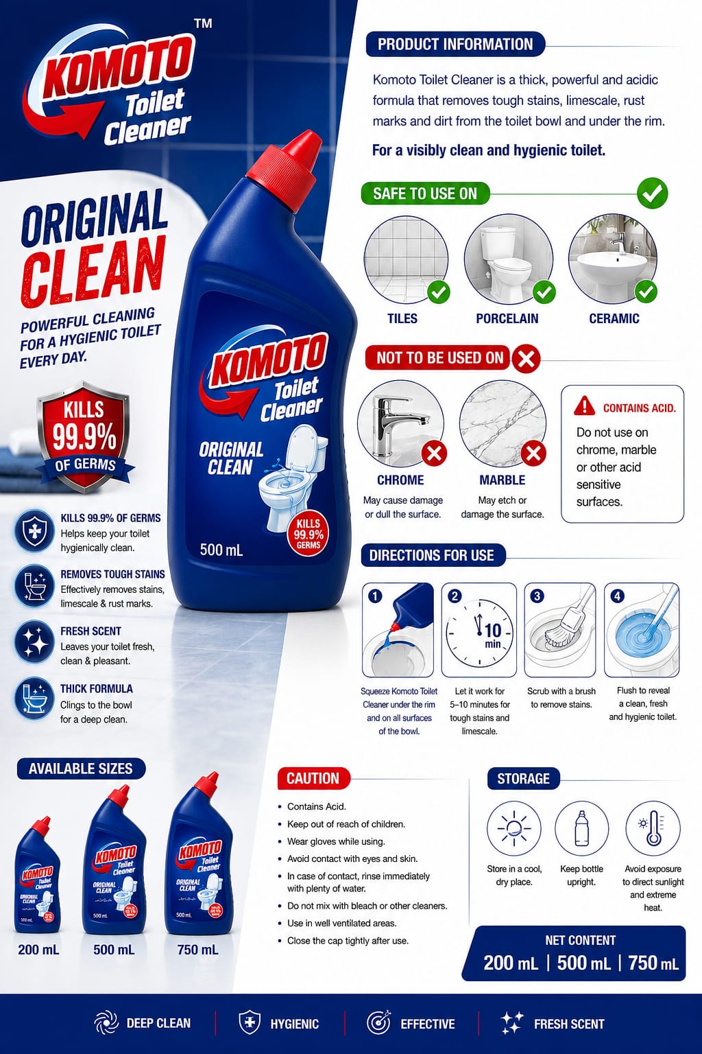 Komoto® Toilet Bowl Cleaner